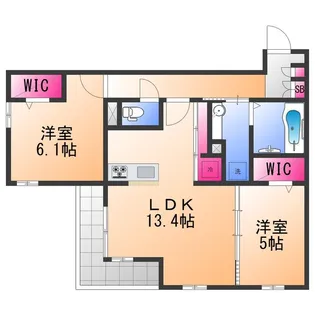 パサログランデ上野芝【2階】の間取り
