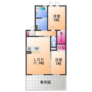 JIN/輝 B棟【1階】の間取り