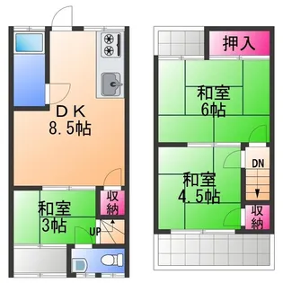 大阪府堺市西区浜寺石津町中1丁【テラスハウス】の間取り