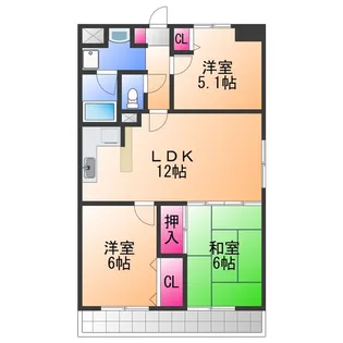 ロイヤルヴェール山下【6階】の間取り