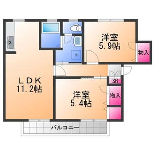 ディアス・二色ノ浜【2階】の間取り