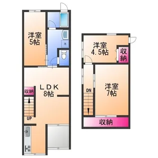 大阪府泉大津市小松町【テラスハウス】の間取り