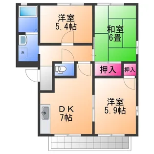 カルム・二色ノ浜C棟【2階】の間取り