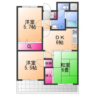 グリーンコートマンション【2階】の間取り