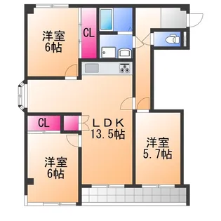 ミューゼス上野芝【2階】の間取り