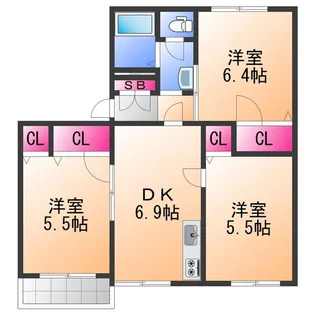 タウニィ高松B棟【2階】の間取り