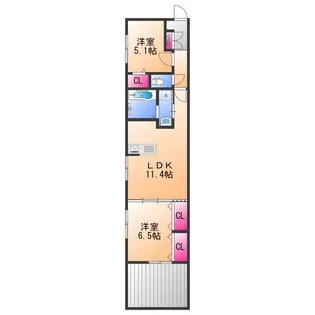 大阪府岸和田市西大路町【テラスハウス】の間取り