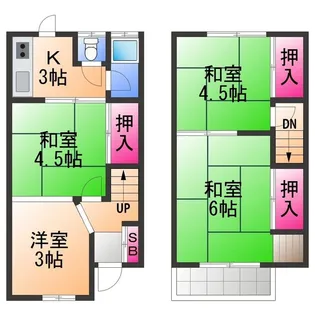 大阪府高石市千代田6丁目【テラスハウス】の間取り