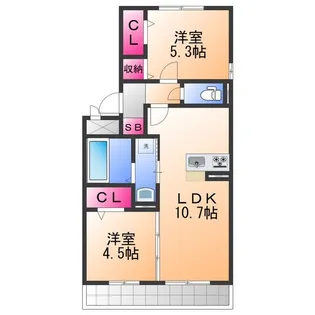 プラージュ sakigake【2階】の間取り