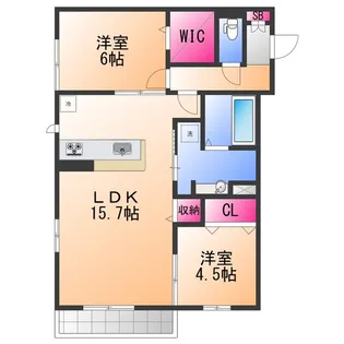 2LDKの間取り画像