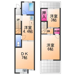 大阪府泉大津市森町1丁目【テラスハウス】の間取り