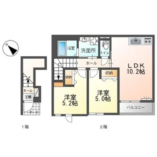 仮称)泉大津市綾井新築アパート【2階】の間取り