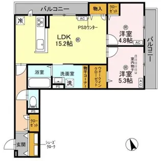 2LDKの間取り画像