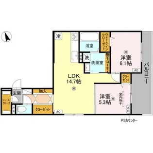 2LDKの間取り画像