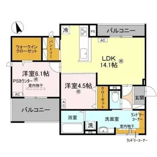 2LDKの間取り画像