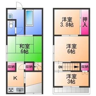 大阪府岸和田市土生町9丁目【テラスハウス】の間取り
