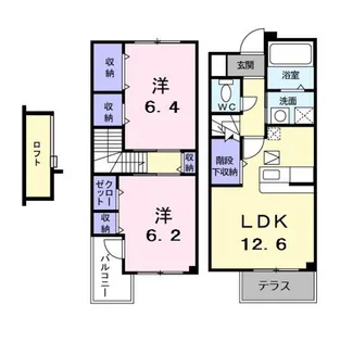 カメ−リア1番館【1階】の間取り