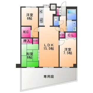 アクアコート貝塚【1階】の間取り