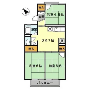 コスモ二色浜 Ⅰ【2階】の間取り