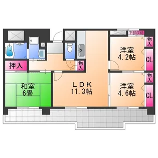 ポルト泉大津【3階】の間取り