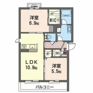 シャーメゾンからたち【2階】の間取り