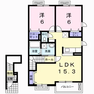 ソルシェール熊取 Ⅰ番館【2階】の間取り