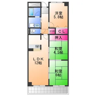 クロスロウズ荒木街【6階】の間取り