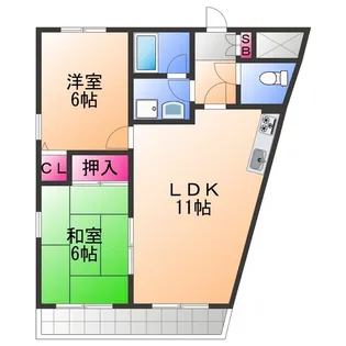 JSC岸和田【4階】の間取り