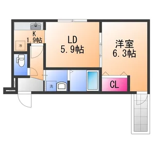 フジパレス諏訪ノ森Ⅲ番館【3階】の間取り