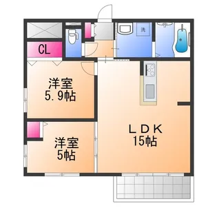 ハーベストコート伯太【1階】の間取り