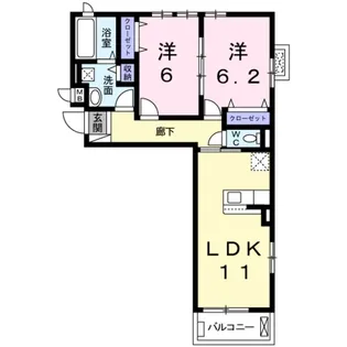 ゼクシー 桜ケ丘A棟【2階】の間取り