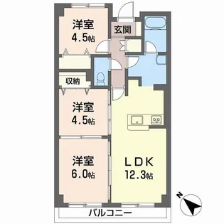 ヒュース一丘弐番館【7階】の間取り