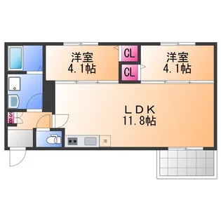 Leclerc IzumisanoⅡ(ルクレール泉佐野Ⅱ)【2階】の間取り