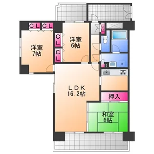 ライオンズマンション浜寺石津【2階】の間取り