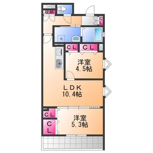 クリエオーレりんくうタウン【2階】の間取り