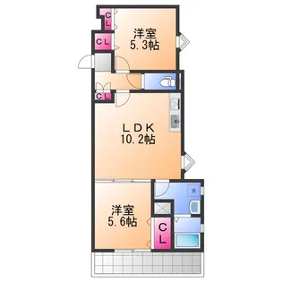 クリエオーレりんくうタウン【2階】の間取り