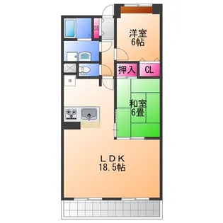 サンダモン北勘【6階】の間取り