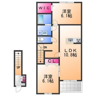 アルル2番館(ペット飼育可能)【2階】の間取り