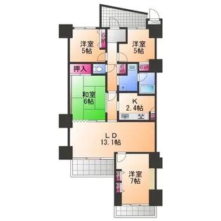 サンシティ貝塚弐番館【13階】の間取り