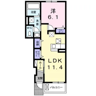 アクラス岸和田【1階】の間取り