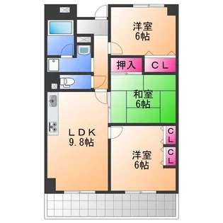 セーヌ東岸和田【4階】の間取り