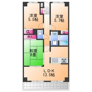 ロジュマン麻生中【2階】の間取り