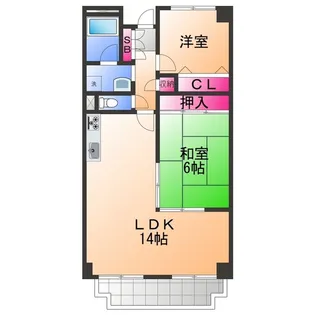 グリーングラス久米田【6階】の間取り