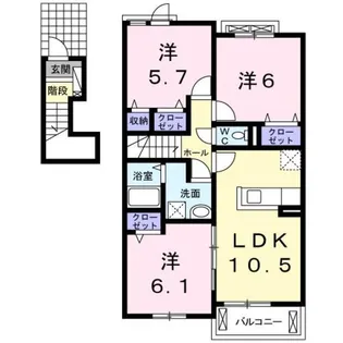 レスペランス Ⅱ【2階】の間取り