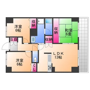プレステージフジ東貝塚壱番館【3階】の間取り