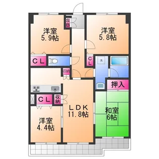 ライオンズマンション熊取第2【3階】の間取り