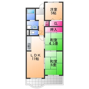 フローラル岸和田【3階】の間取り