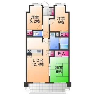 シャルマンフジエスト岸和田【1階】の間取り