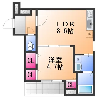 フルールハチテラス【3階】の間取り