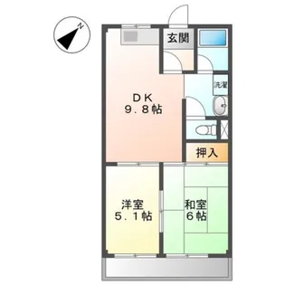 パレスさくらB【1階】の間取り